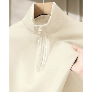 Nouveau meilleur sweat-shirt demi-zip personnalisé OEM pour homme, 100 % coton molletonné tricoté, coupe oversize, style streetwear décontracté, haut d'été - Product Image 4