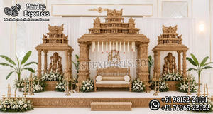 เวทีจัดงานนิกะฮ์และวาลิมาสไตล์มงกุฎสุดหรู ซุ้มมงกุฎสุดอลังการ ตกแต่งเวทีพิธีนิกะฮ์ด้วยงานแกะสลักสีทอง สำหรับงานแต่งงานในสหรัฐอเมริกา - Product Image 3
