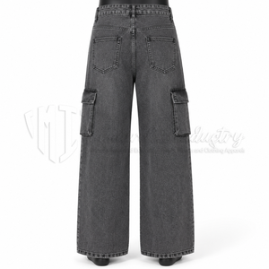 Jean Baggy Noir Délavé Personnalisé pour Homme, Coupe Ample Jambe Large, Pantalon en Denim Streetwear 100% Coton Épais Écologique OEM ODM - Product Image 2