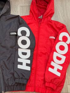 <b>Men's</b> Spring Streetwear 2-Piece Sweat Suit PVC Rubber <b>Patch</b> Logo 100% Polyester Zipper Hoodie Windbreaker <b>Shorts</b> Set Front Logo - Product Image 5