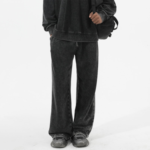 Nouveau pantalon de jogging ample Nesta Sports vintage délavé à l'acide, en coton, avec cordon de serrage, taille élastique et poches latérales, coupe décontractée - Product Image 2