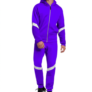 Men's Black Hooded Tracksuit With <b>White</b> Stripes Full Zip <b>Sweatshirt</b> And Pants Casual Autumn Wear Breathable Polyester Set - Product Image 5