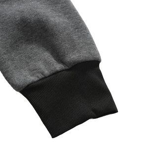 Men's Hooded <b>Sweatshirt</b> Gray Solid Color Knitted Slim Fit Casual Autumn Wear with Pocket and <b>Black</b> Trim - Product Image 5