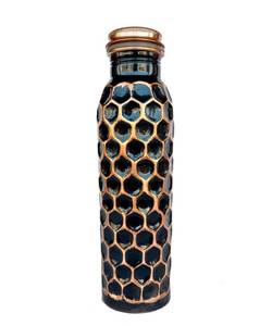 Bouteille d'eau ayurvédique en cuivre pur, faite à la main, traditionnelle indienne, pour l'hydratation quotidienne, le bien-être, le yoga et la remise en forme - Product Image 5