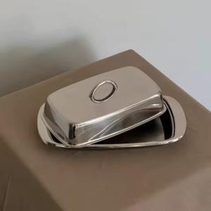 Contenedor de mantequilla de acero inoxidable para el desayuno con tapa, caja de almacenamiento para la mesa de comedor. - Product Image 1