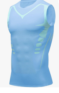 Men's Blue <b>Knitted</b> <b>Sleeveless</b> O-Neck Tank <b>Top</b> Breathable Solid Casual Sporty Workout Compression Vest Body Shaping Polyester - Product Image 6