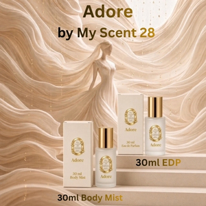 น้ำหอม Adore by My Scent 28 ขนาด 30 มล. โอ เดอ ปาร์ฟูม และบอดี้มิสต์สำหรับผู้หญิง กลิ่นหอมหรูหราจากดอกมะลิ กุหลาบ และผลไม้  นำเข้าจากฝรั่งเศส - Product Image 1
