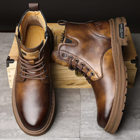 Bottes à lacets en cuir véritable pour hommes, bout rond, semelle extérieure en caoutchouc antidérapante, automne, style robuste, fabrication OEM au Bangladesh, chaussures personnalisées