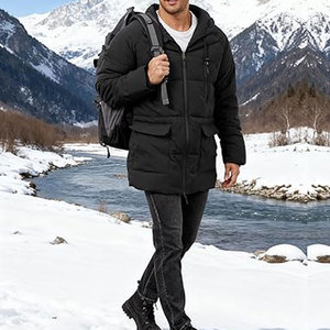 Manteau d'hiver long pour homme, à capuche, chaud, matelassé, imperméable, épais, parka rembourrée, vêtement d'extérieur isolé pour temps froid - Product Image 6