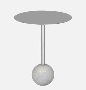 Modern Minimalist Pedestal Side <b>Table</b> with <b>Marble</b> Base Metal <b>Top</b> Living Room Furniture - Product Image 2