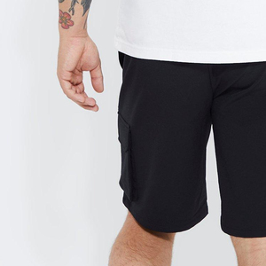 Shorts cargo noirs pour hommes, taille mi-haute, élastiques, respirants, en coton, décontractés, avec poches - Product Image 4