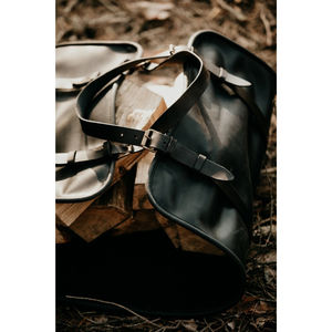 Porte-bois en cuir, porte-bûches en cuir, pour bois de chauffage, foyer, camping en plein air, 100% cuir véritable, porte-bois en cuir - Product Image 3