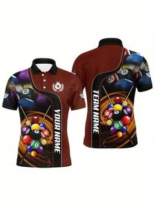Camiseta Polo Personalizada con Estampado de Billar, Camiseta de Golf Novedosa con Nombre, Número y Logotipo Impresos, Top Deportivo Informal para Hombre - Product Image 6