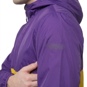 Men's Hooded Color Blocking Windbreaker <b>Jacket</b> Purple Yellow Zipper Closure Casual Sporty Lightweight Spring Wear - Product Image 4