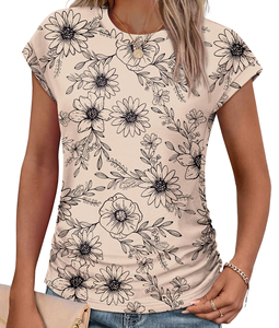 เสื้อยืดผ้าฝ้ายพิมพ์ลายสำหรับผู้หญิง เสื้อยืดกราฟิกออกแบบเอง แขนสั้น เนื้อผ้านุ่ม ระบายอากาศดี เสื้อผ้าฝ้ายพิมพ์ลายสำหรับฤดูร้อน - Product Image 1