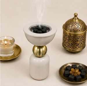 Classic Minimalist Arabic Mabkhara Luxury Metal <b>Oud</b> <b>Bakhoor</b> Burner Wholesale Ceramic Scent Holder For Ramadan Home Decor Gift - Product Image 6
