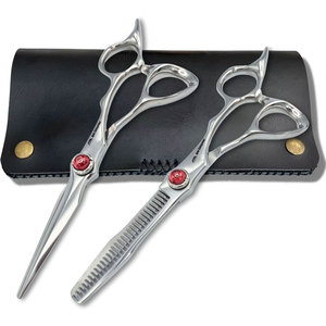 Ciseaux de barbier professionnels et kit de ciseaux à effiler en acier inoxydable 15g, taille personnalisable, outils de coiffure pour salon - Product Image 1