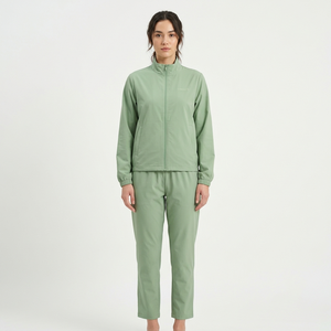 Winter Women's Hooded Solid Fleece 2-Piece Long <b>Set</b> Tracksuit with Short Top and Knee-Length Pants 100% Cotton - Product Image 1