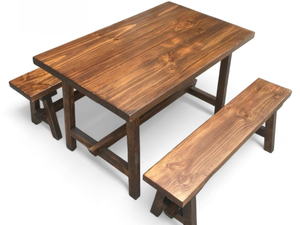 Ensemble table et banc de pique-nique Eco2go Vietnam, en pin massif, robuste, résistant aux intempéries, pour extérieur, jardin, parc, terrasse - Product Image 2