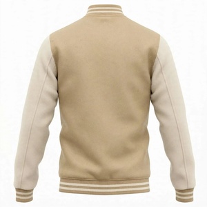 Blouson Bomber Vintage Homme Personnalisé en Laine Imperméable à Capuche Séchage Rapide Beige avec Manches Effet Cuir Style Rétro Lycéen - Product Image 2