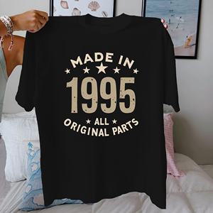 MADE IN 1995, diseño vintage, Camiseta de algodón puro para mujer, ajuste cómodo - Product Image 1