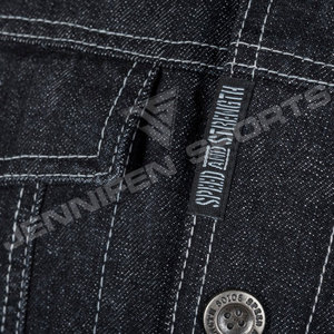 Chaleco de mezclilla negro personalizado 100% para hombre, nuevo chaleco de motociclista sin mangas con patrón 3D, moderno y casual para invierno. - Product Image 4
