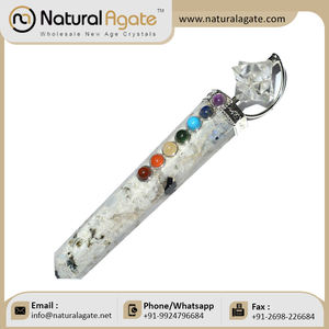 Baguette tibétaine en cristal de quartz d'artisanat de pierre semi-précieuse pour le style de mascotte de guérison de méditation - Product Image 4
