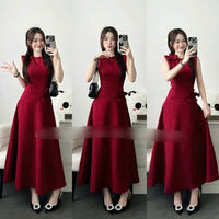 Robe longue en soie tricotée naturelle pour femme, manches courtes, unie, élégante, confortable, décontractée, formelle, teinte en fil, lavable, ODM