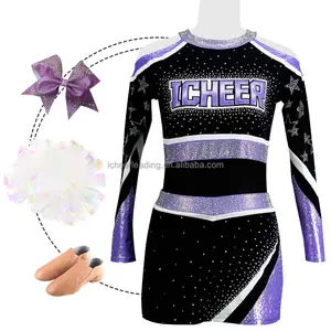 Uniforme personalizado de Icheerobics para líderes de torcida, uniforme de torcida lateral com design de 1 hora, preço de atacado