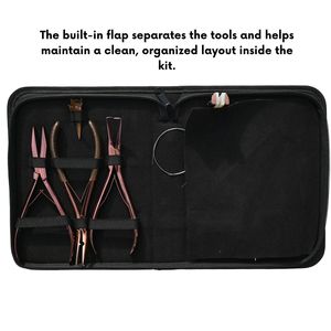 Kit complet d'outils pour extensions capillaires : micro-perles, pince à sertir plate pour extensions adhésives, outil à boucle et crochet, peigne à queue, accessoires de séparation et de pose - Product Image 5
