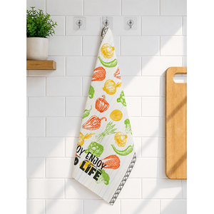 Essuie-tout en coton imprimé, motif floral rose avec illustration de tasse à café, torchon de cuisine décoratif - Product Image 5