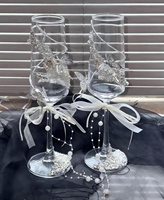 Ensemble de flûtes à champagne de luxe réutilisables pour mariage, verres à toast en cristal de strass soufflés à la main 180 ml pour fiançailles