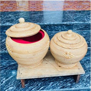 Handmade Oval Natural Rattan Bins Tea <b>Storage</b> <b>Box</b> Handle Eco-friendly Vintage Flexible Design Organizer <b>Storage</b> Baskets Home - Product Image 6