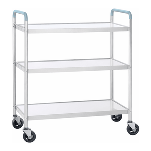 Chariot médical utilitaire avec plateaux en plastique ABS, chariot à pansements à 3 étagères en acier inoxydable pour usage hospitalier et industriel - Product Image 3
