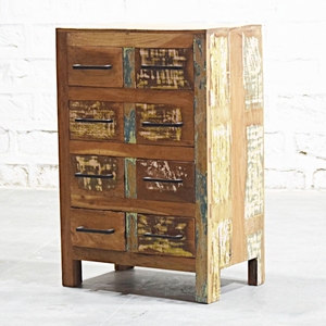Commode à huit tiroirs multicolores, faite à la main, écologique, Suren Space SS1917, design indien moderne, avec portes style Shaker, en bois de récupération - Product Image 1
