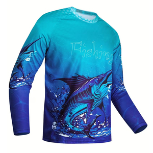 Camisa de Pesca Personalizada para Hombre, Talla Grande, Manga Larga, Protección UV UPF 50+, Transpirable, Secado Rápido, 100% Poliéster - Product Image 1