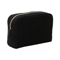 2024 personnalisable dame voyage organisateur Simple imprimé noir uni coton toile maquillage étui à la mode fermeture éclair cosmétiques sac