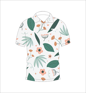 Men’s <b>White</b> Peach Floral Leaf Print <b>Polo</b> Shirt Short Sleeve Casual Summer Golf Shirt - Product Image 4