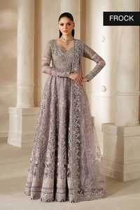 Robe élégante en mousseline de soie brodée de couleur violette, coupe trapèze, manches longues, col en V, longueur au sol, robe pour mère de la mariée - Product Image 3