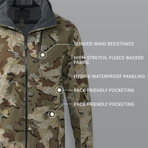 Veste de chasse coupe-vent à capuche pour homme, imprimé géométrique, fermeture éclair intégrale, softshell, vêtements d'extérieur d'automne, manches longues, matière polyester - Product Image 5