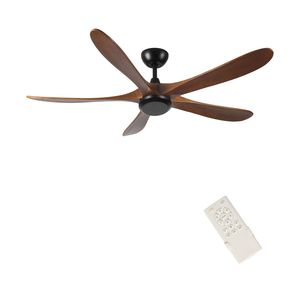Ventilatore da soffitto in legno a basso profilo da 62 pollici con telecomando, motore DC silenzioso e reversibile, senza luce, funzione reversibile - Product Image 1