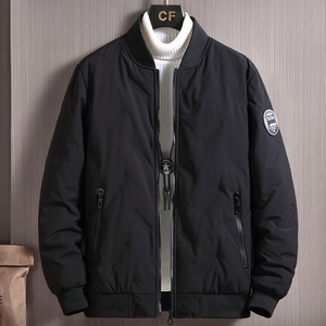 Chaqueta Acolchada Larga de Invierno para Hombre, Tejida y Teñida, con Cuello Alto, Cierre de Cremallera, Ecológica, Estilo Casual - Product Image 6
