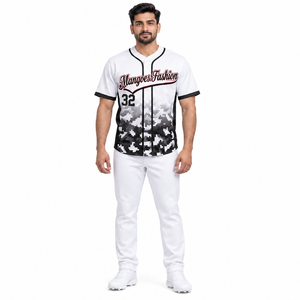 Maillot de baseball Mangoes Fashion pour homme, manches courtes, boutons sur le devant, imprimé camouflage, 100% polyester, respirant, vêtements de sport - Product Image 2