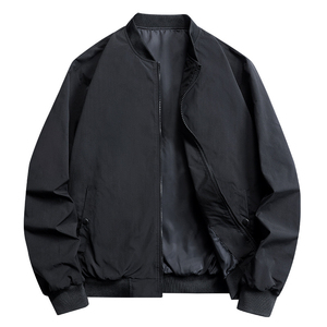 Chaqueta Bomber Negra Clásica Personalizada con Logotipo para Hombre, Chaqueta de Piloto Vintage para Oficina con Cuello de Béisbol - Product Image 4