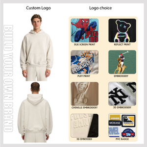 High Quality 500GSM 100% Cotton Boxy Oversized Hoodies Unisex Custom French Terry Streetwear Luxury Hooded Sweatshirt - Product Image 6