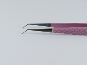 Juego de Pinzas Profesionales para Extensión de Pestañas de Acero Inoxidable con Textura de Diamante Rosa, Pinzas Curvas de Alta Precisión para Aplicación de Pestañas - Product Image 4