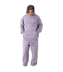 New Fashion 100% Cotton <b>Men</b> Tracksuit High Quality <b>Thick</b> Fleece Oversize Loose Custom Street Wear <b>Men's</b> Tracksuit Custom - Product Image 1