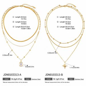 สร้อยคอเหล็กกล้าไร้สนิมแบบหลายชั้น ชุบทอง 18K สำหรับแบรนด์ขายส่ง - Product Image 6