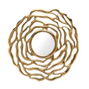 Miroir mural rond en métal doré de design moderne, fait à la main, sans électricité, pour chambre à coucher, salon et salle de bain - Product Image 1