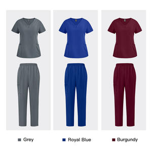 Ensembles de blouses médicales décontractées en tricot pour femmes, grandes tailles, 72% polyester, 21% viscose, 7% élasthanne, uniforme médical d'hôpital - Product Image 5